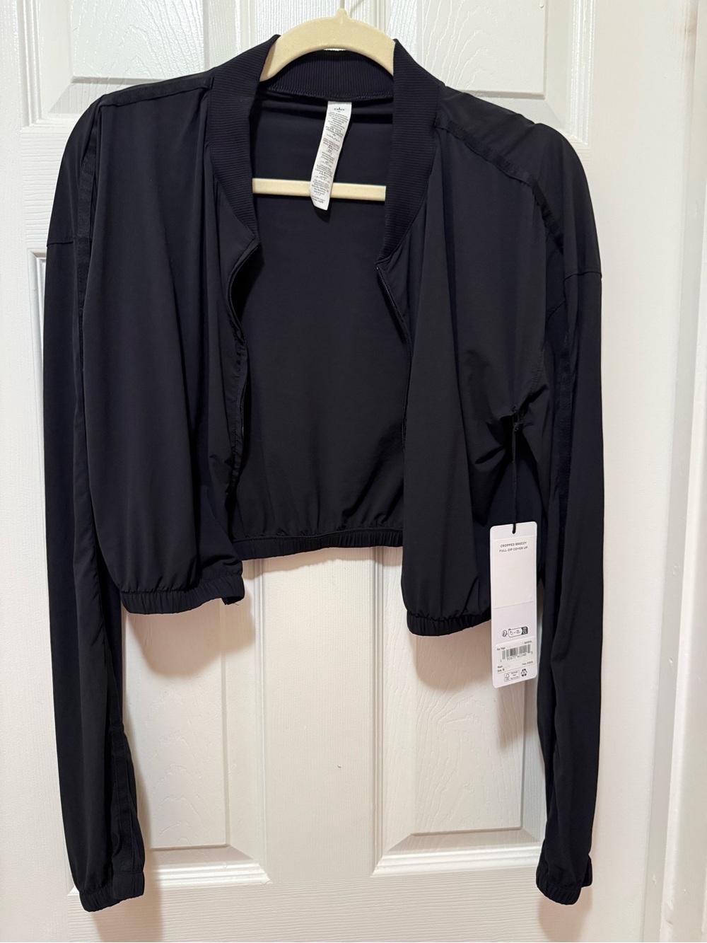 Alo Black Cropped Breezy Full zip coverup Jacket - Lightweight Layer with tags